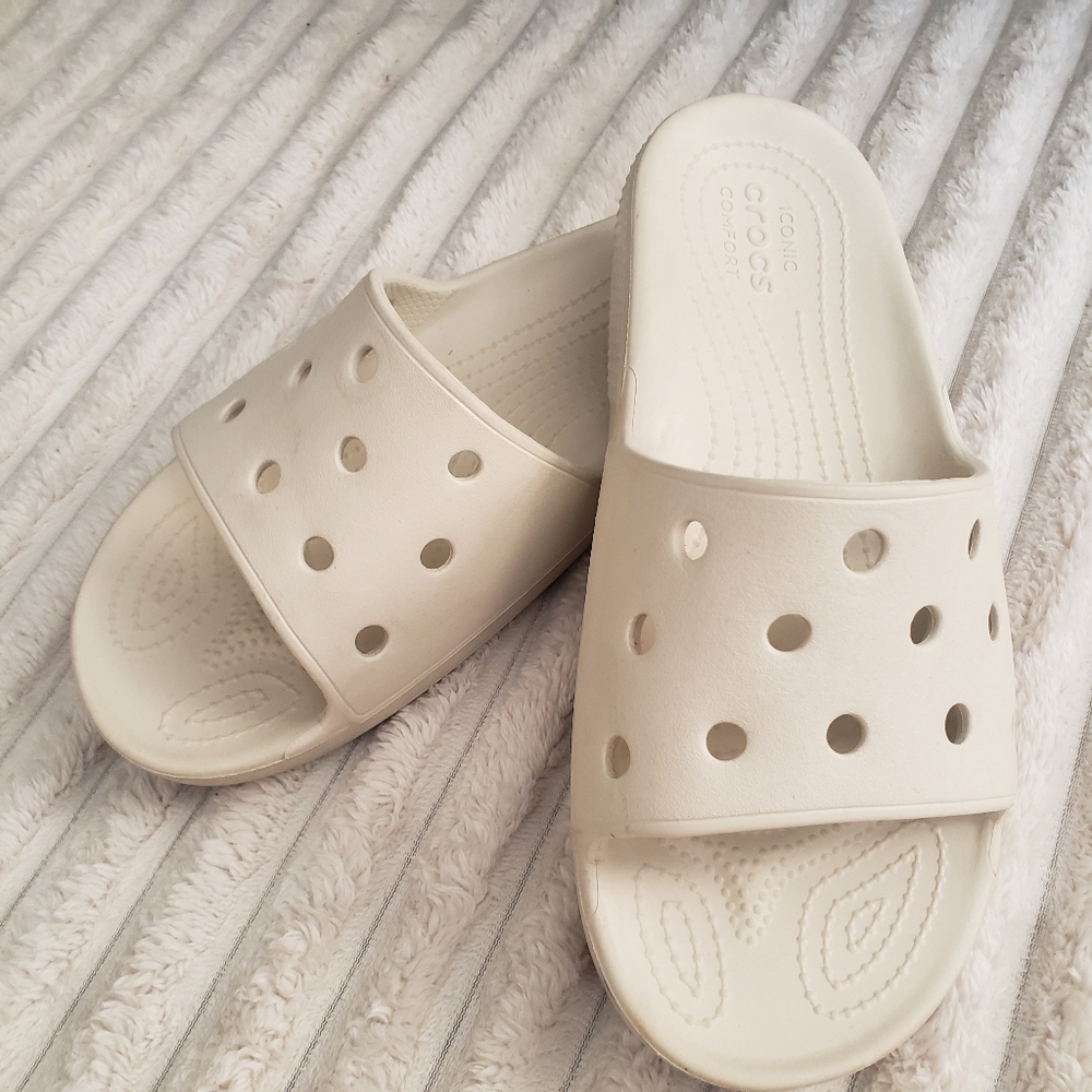 Crocs Unisex Iconic Comfort Creme Slide Sandals W10 M8 - Picture 2 of 7